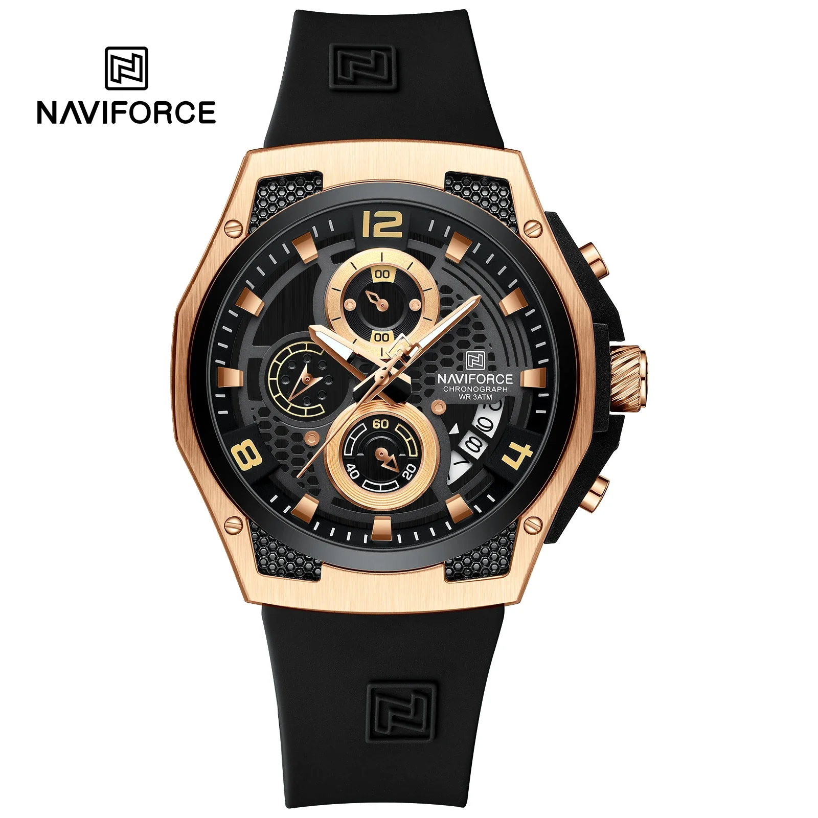 NAVIFORCE Men's Chic Dial Silicone Strap Waterproof Sports Chronograph Watch