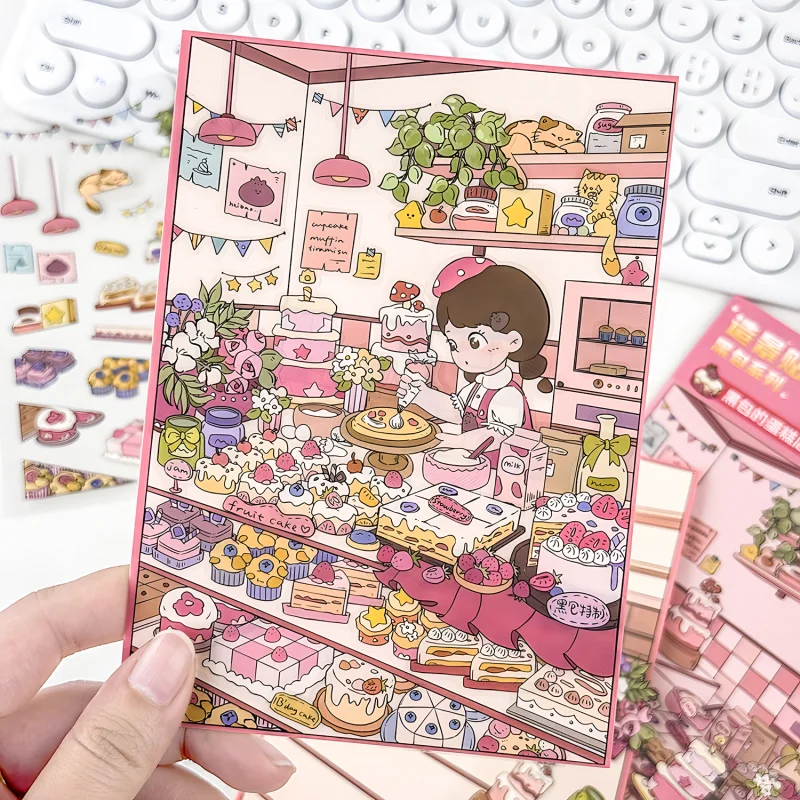 Card Lover 3Pcs [일상 생활 시리즈] 미니 샵 테마 DIY 공예 문구 저널링 스크랩북 용품 장식 스티커