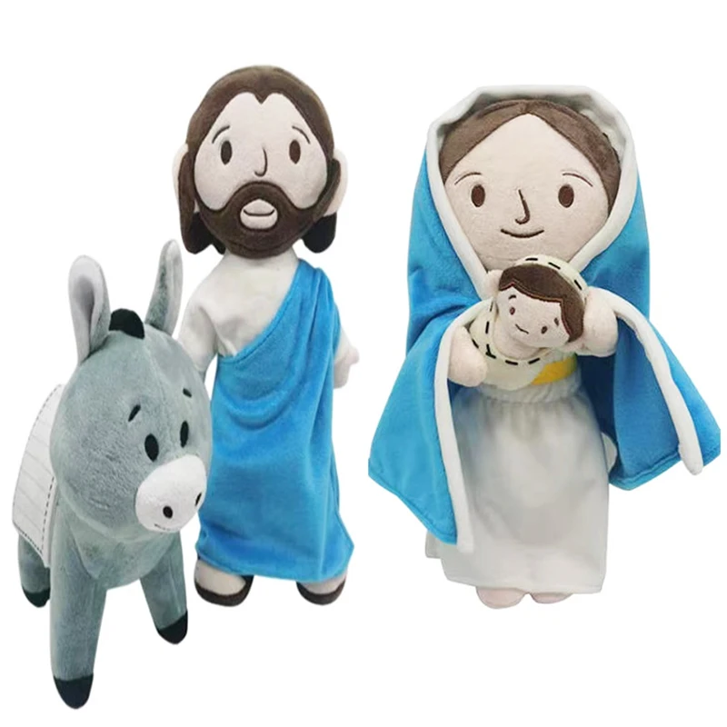 My Friend Jesus Plush Toy Stuffed Doll Classic Christ Religious Savior with Smile Jesus Virgin Mary Party Favors Fans Kids Gift