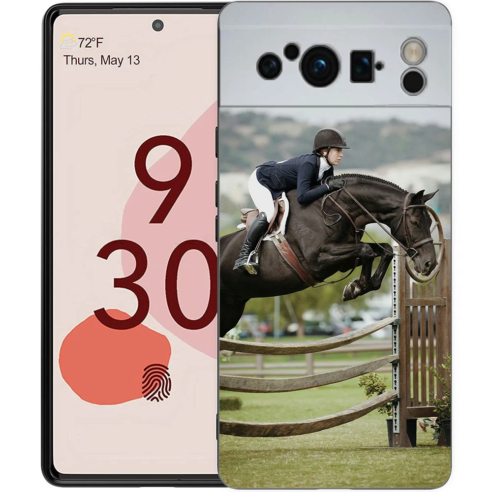 Luxury Equestrian Horse Black Soft TPU Phone Case