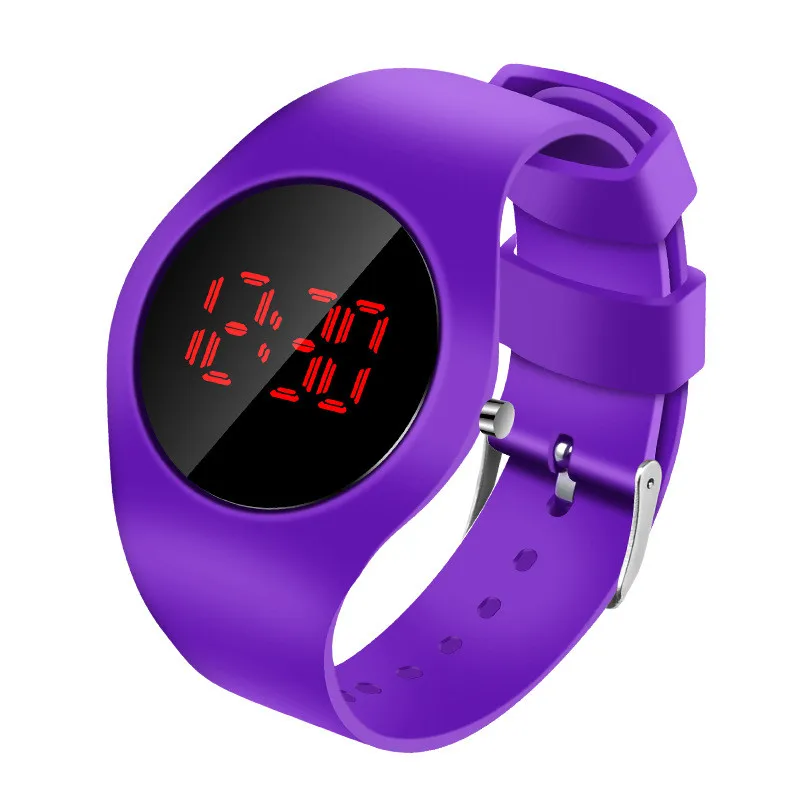 2021 New Round Touch Bracelet Watch Student Led Electronic Watch Fashion Children's Silicone Swimming Waterproof Watch Kids Gift 