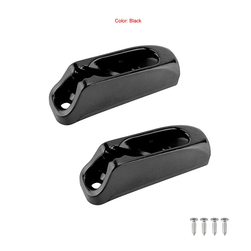 2pcs Boat Cleat Self-Lock Rope Clamps Black Nylon Clam Cleat Cord Tensioner Runner Canoeing Kayak Surfing Marine Accessories