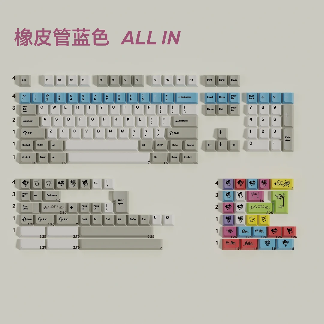 GMK CYL 루브레호스 키캡 PBT 5면 염료승화 키캡 체리 프로파일 키캡 (앨리스 더블 B 스플릿 7U 스페이스바용)