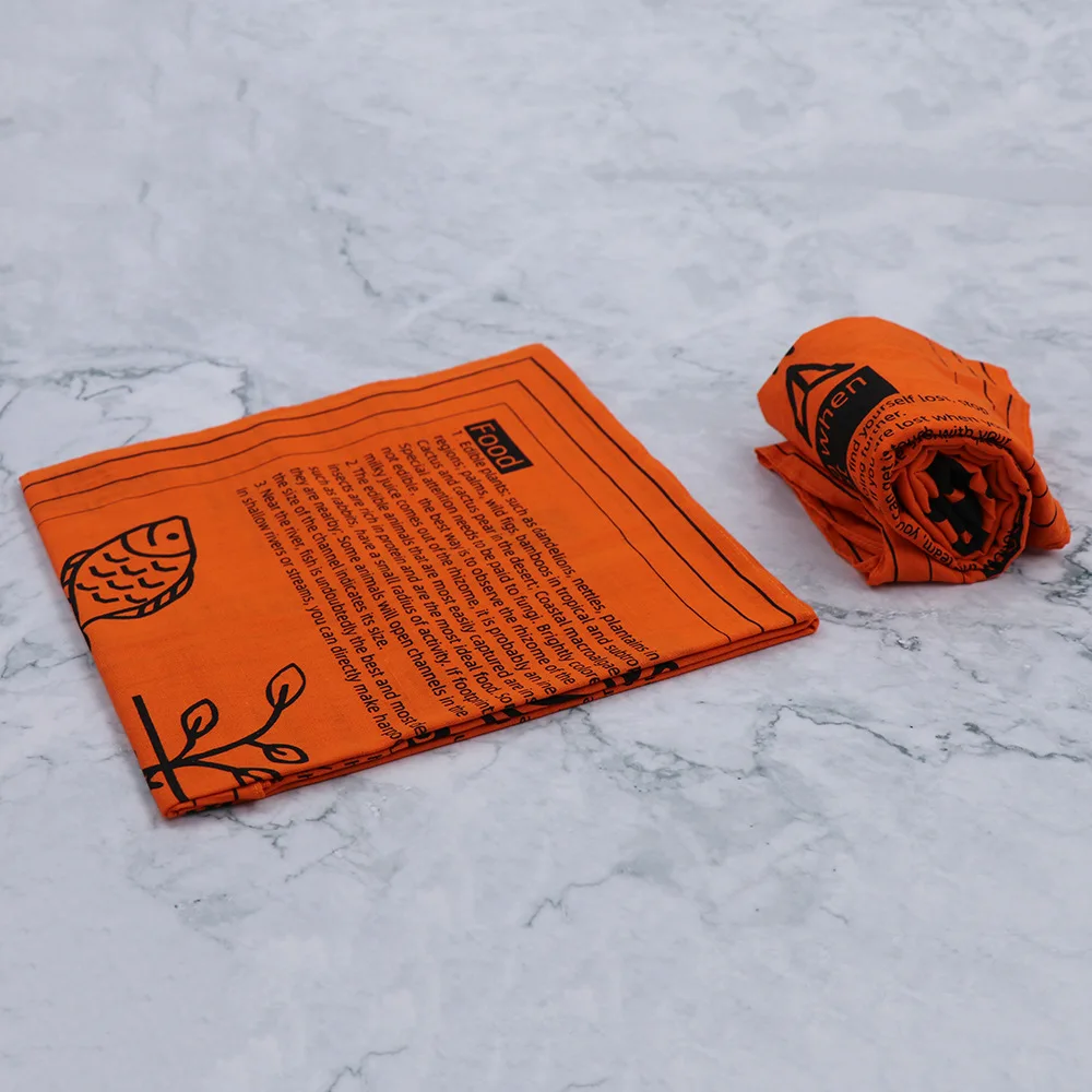First Aid Scarf Camping Bandana Square Scarf Survival First Aid Guide Bandage Headbands Men Women Camping Hiking Scarves