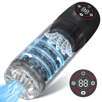 Automatico Masturbatore Maschile Rotazione Succhiare Tazza di Masturbazione Leccare la Lingua Pompa Del Pene Figa Tascabile Articoli Per Adulti Giocattoli Del Sesso per L'uomo
