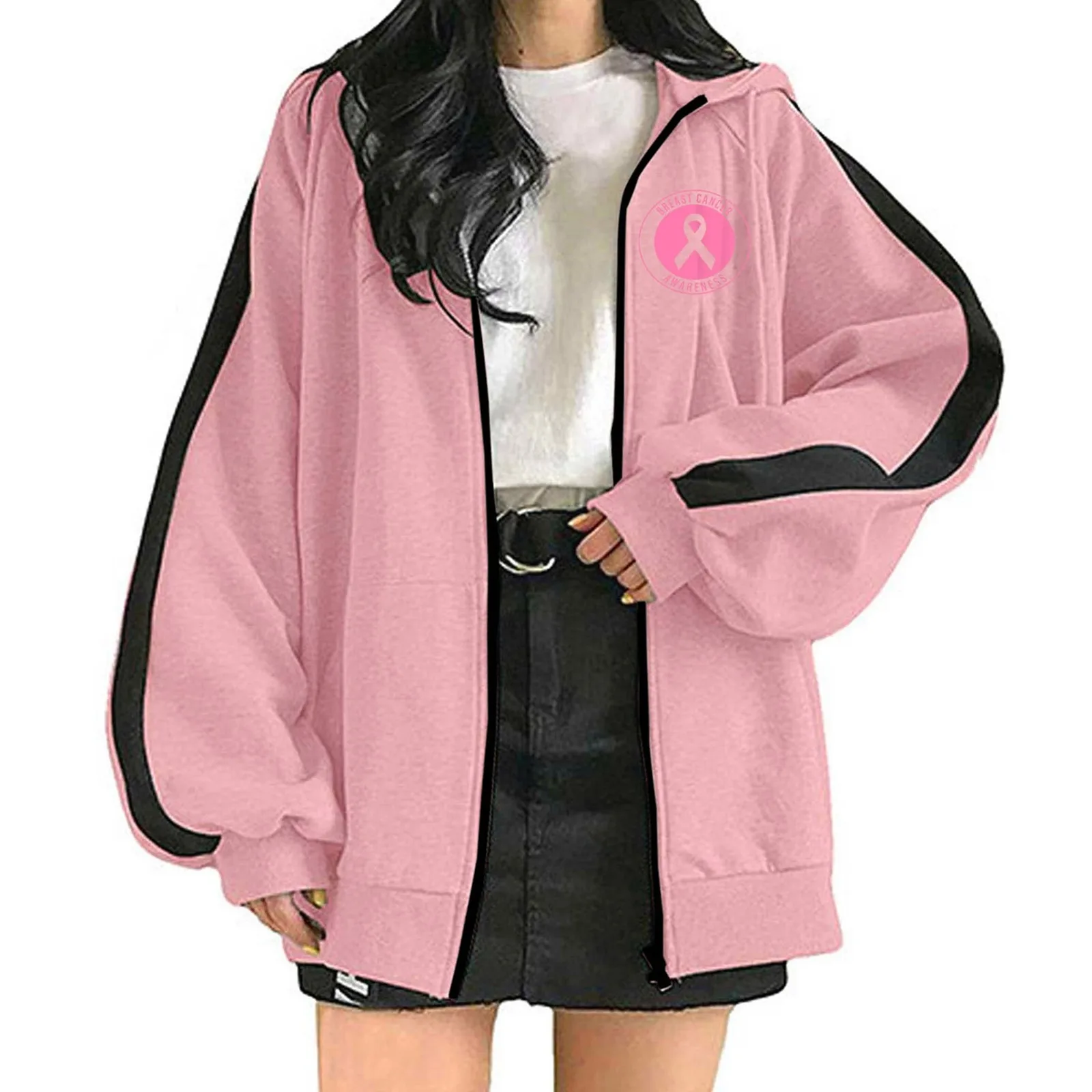 

Womens Wolf Sweatshirt Hoodie Hooded Drawstring Pocket Sweatshirt To Inspire Breast Cancer Advocates Around Zipper Hoodies Women