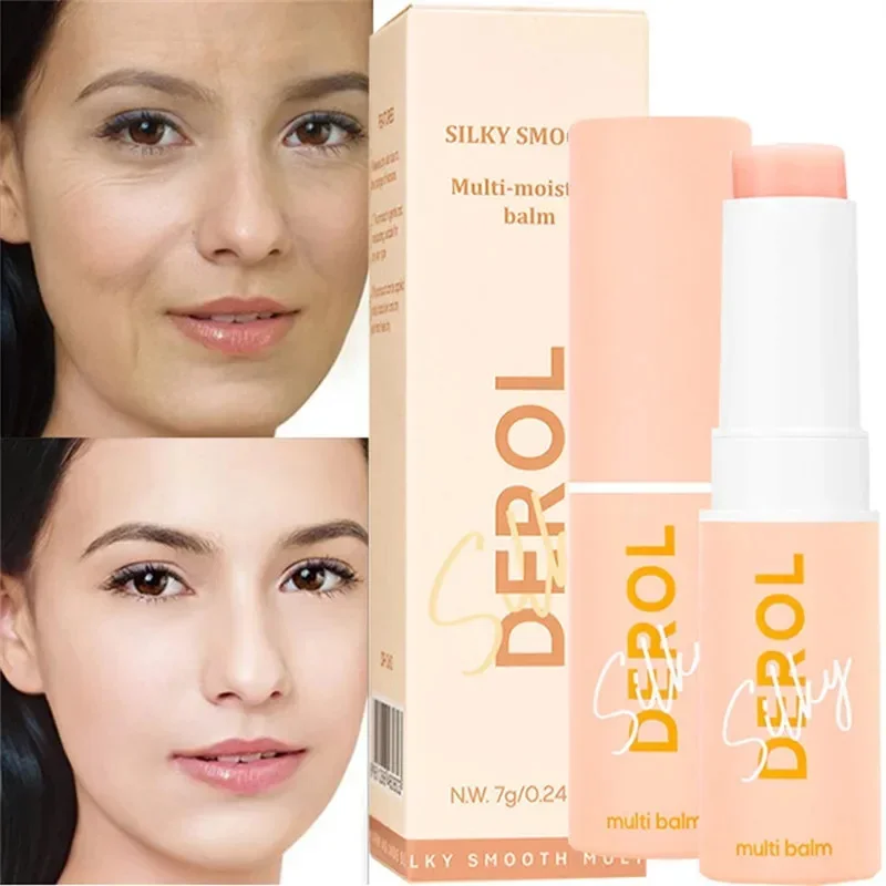 DEROL Moisturizing Balm Stick Anti-Wrinkle Hydrating Brighten Dull Skin Tone Cream Easy to Absorb Not Sticky Makeup Stick Balm