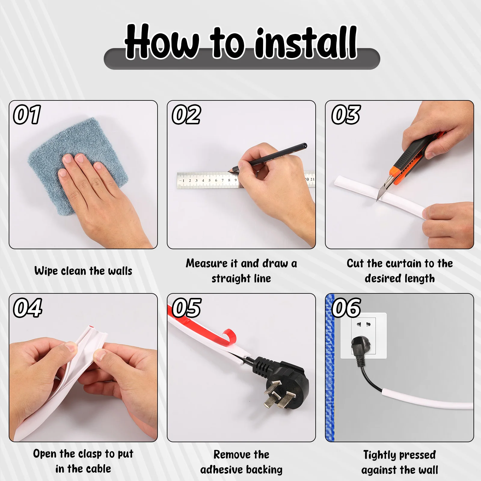 Universal Wire Hider Kit for Wall Cable Management and Organization