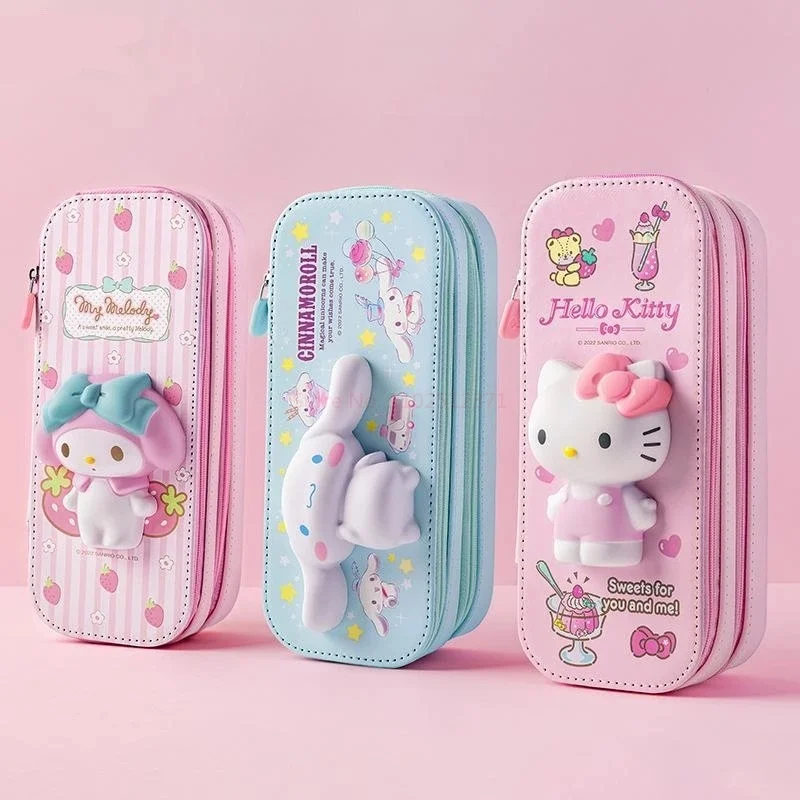 

Sanrio Hellokitty Cinnamoroll Melody Large Capacity Kawaii Pencil Case Pouch Pen Case Supplies Stationery School Pencils Bag