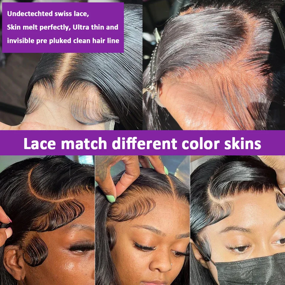 30 40 Inch 180 Density Lace Frontal Wig For Black Women Brazilian Human Hair 13x6 Bone Straight HD Transparent Lace Front Wigs 4