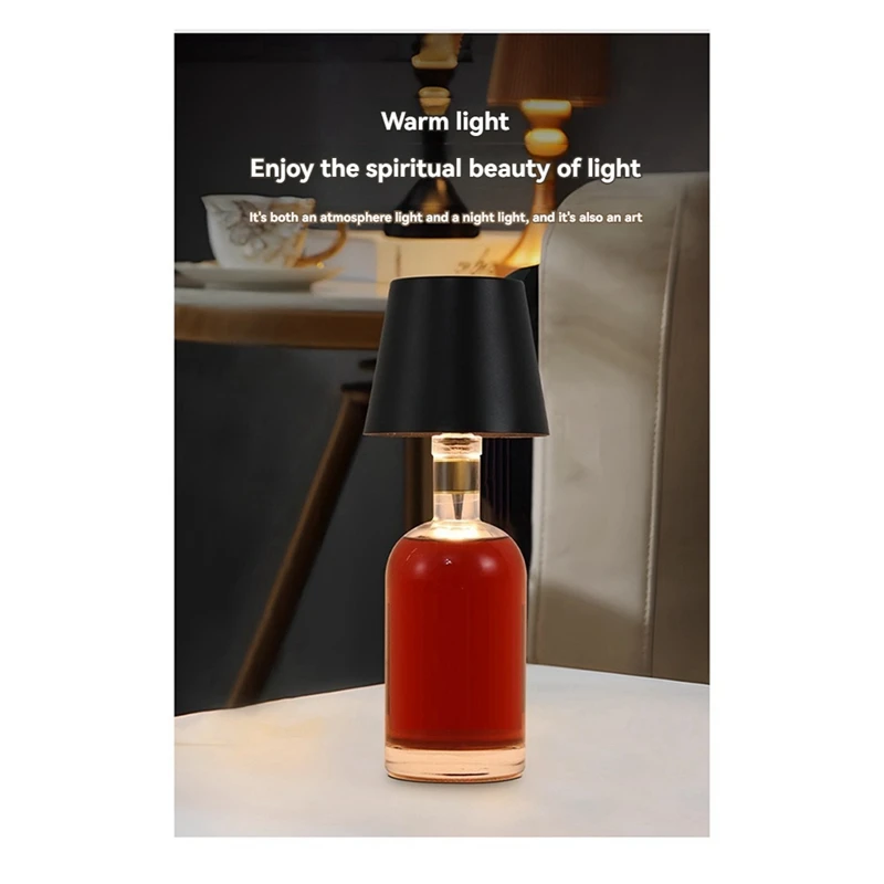 Rechargeable Bottle Lights RGB Modes & 3 Color Stepless Dimming Table Lamp Rechargeable Bottle Lights For Bars Green