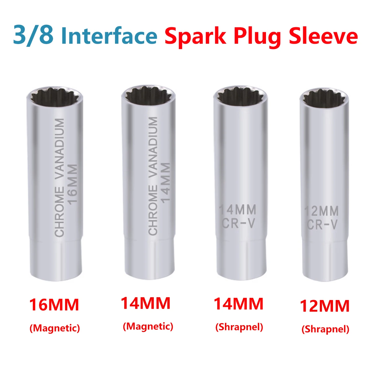 Universal Spark Plug Socket Spark Plug Wrench 3/8 Magnetic 12 Angle Thin Wall for 14/16mm Spark Plug Removal Auto Repair Tool