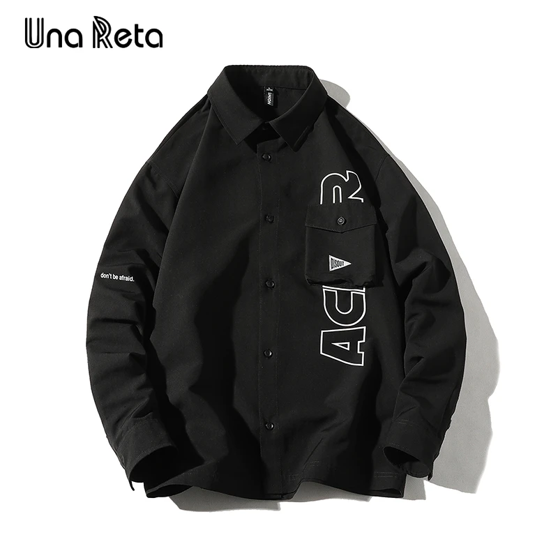 

Una Reta Men's Shirt Spring Autumn New Harajuku Japanese style shirt Streetwear Casual Hip Hop Pocket design Couple Shirts Man