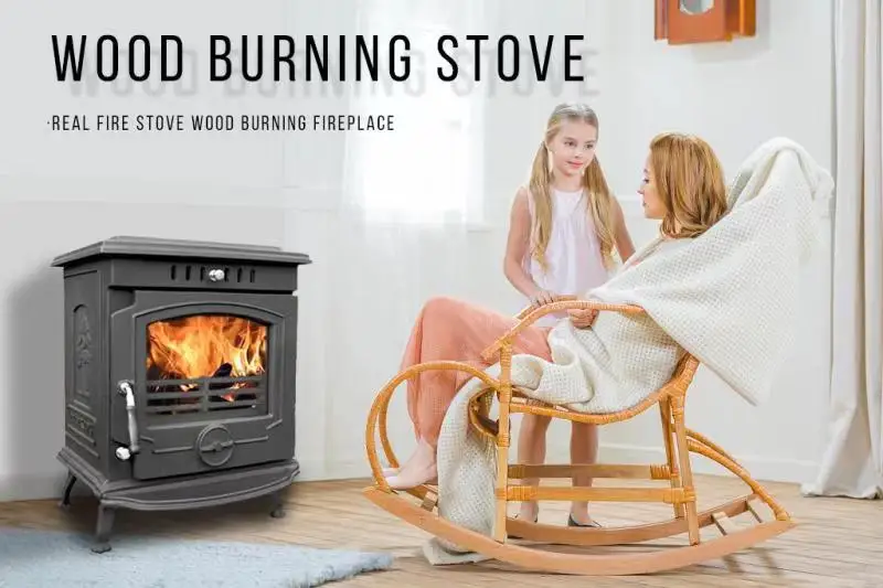 Wood Burning Stove Indoor Fire Wood Stove Burning Fireplace Cast Iron Hopper Camping House