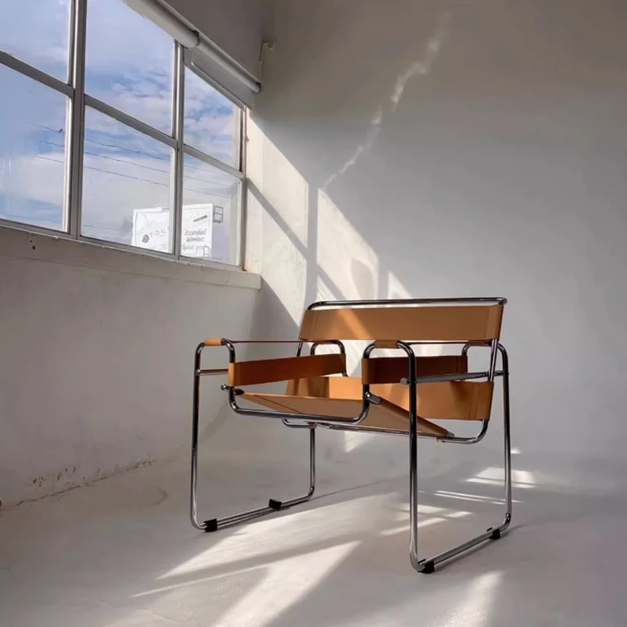 Saddle Modern Living Room Chairs Metal Indoor Wassily Leather Minimalista Relax Chair Design Silla De Salon Designer Furniture