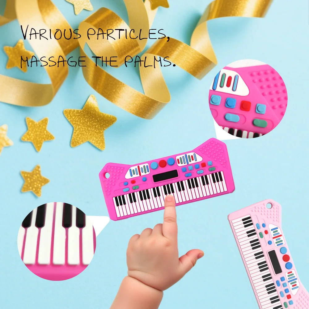 Simulated Piano Teether Pacifier, Silicone Anti-Sucking Molar Toy for Teething Relief