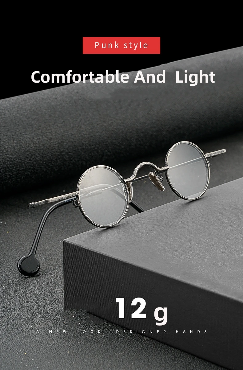 Firada Mode Brillen Retro Punk runde Legierung kleine Brille optische Brille Rahmen für Männer und Frauen pb8012 – Detail 1