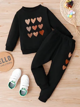 Baby Girls Heart Sweatshirt & Pants Set 1