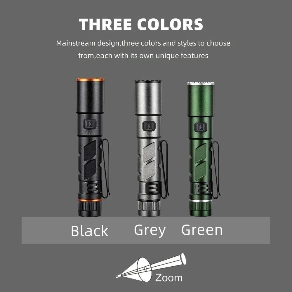 줌 미니 EDC 고휘도 LED 펜 플래시라이트 USB 충전식 자석 소형 손전등 야외 캠핑 하이킹 비상 조명