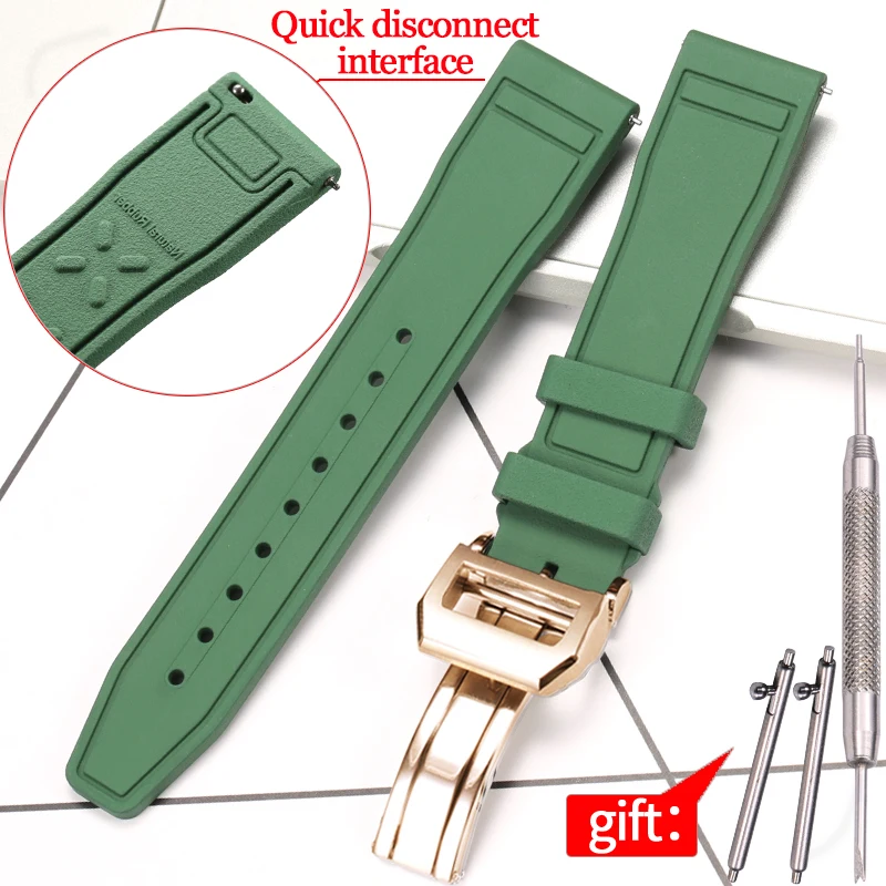 thumbnail image 1 of Correa de caucho fluorado de 20, 21 y 22 mm adecuada para el reloj de repuesto IWC Big Pilot, pulsera deportiva impermeable con hebilla plegable para hombre, 1 of 5