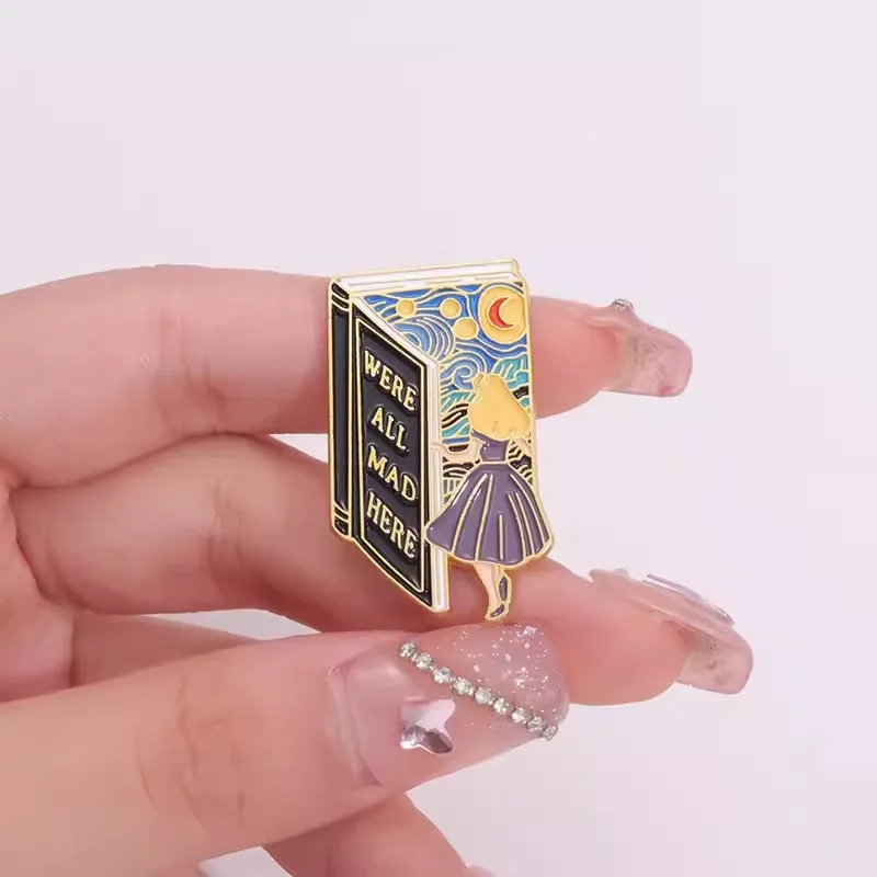 Alice in Wonderland Enamel Pin Alice Van Gogh Brooches For Women Badges Lapel Badges for Backpacks Fashion Jewelry Accessories 1