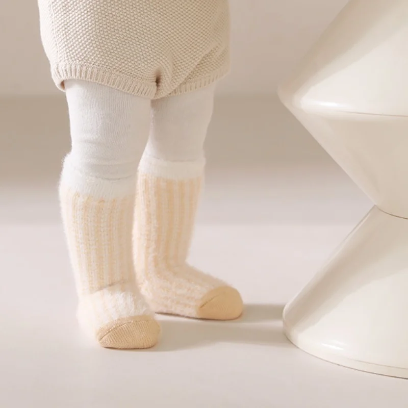 Toddler Girls Infant Socks 0-5Y Boy Baby Socks Thickened Fleece Lined Mid Calf Socks Winter Warm Casual Daily Wear Thermal Socks - Image 2