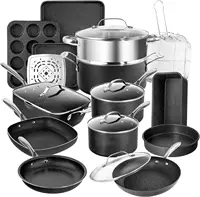 Pro Pots and Pans Set 20 Piece Hard Anodized Complete Cookware + Bakeware Set with Ultra Nonstick Diamond Coating, 1