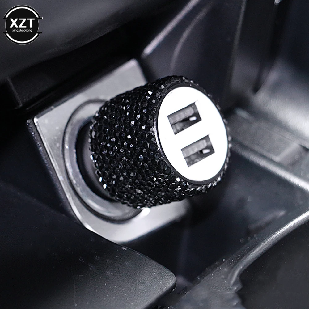 

Dual USB Port Fast Charging Car Charger Safety Hammer Design To Help Break Windows In Emergencies With Bling Rhinestones Crystal