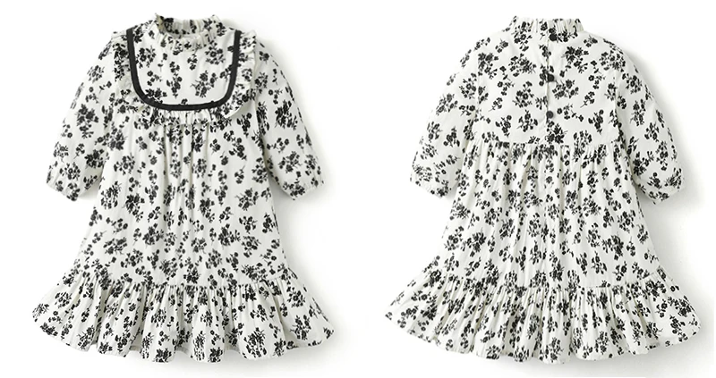 Shabbos Bruder Schwester Passende Kleidung Mädchen Schwarz Flora Baumwollkleid Baby Kurzarm Strampler Rüschenkragen Jungen Shorts – Detail 7