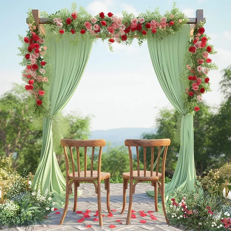 Chiffon Fabric Curtains Sage Green Wedding Arch Chiffon Sheer Drapes for Baby Shower Birthday Party Backdrop Curtains Christmas Decoration Home Supplies