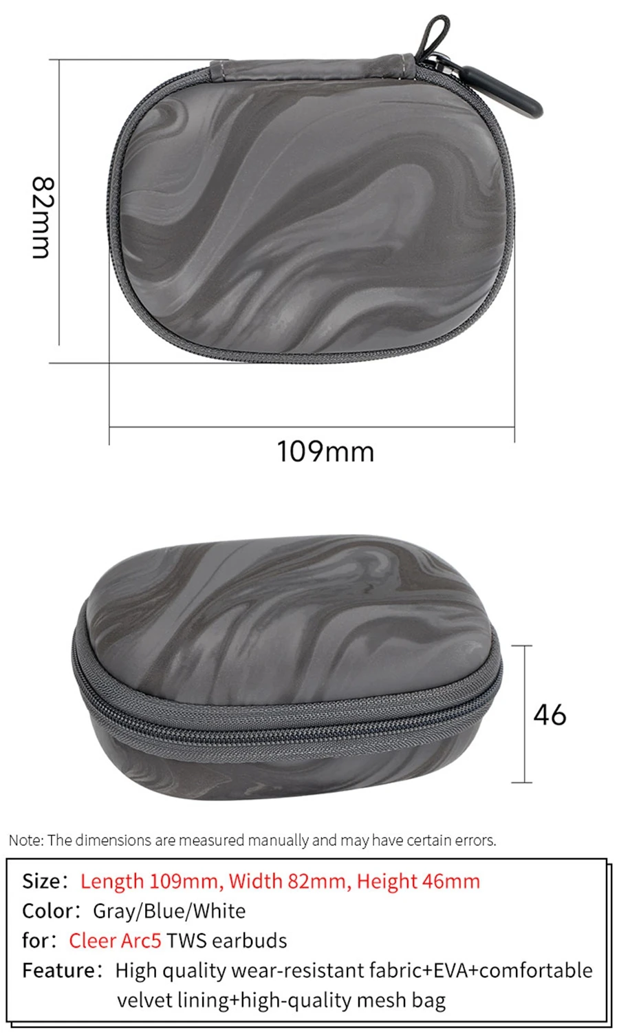 Hard EVA Storage Bag for Cleer Arc5 Earbuds Box Arc 5 TWS Ture Wireless Earbuds Travel Carrying Case