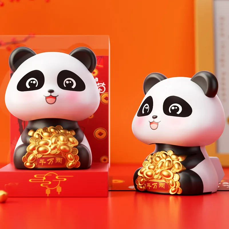 Solar-Powered Swinging Panda Dashboard Decor - Cute Cartoon Auto Interior Accessory