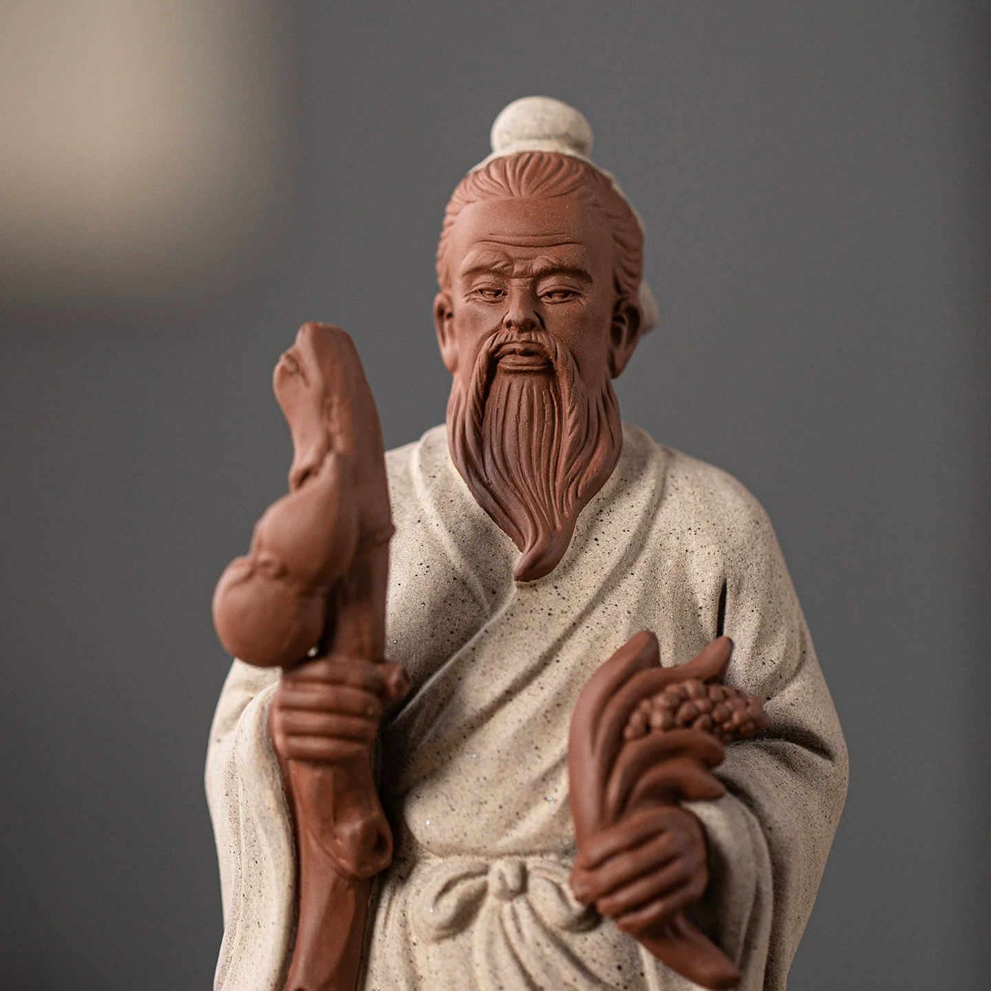 Ancient Chinese Physician Figure, Bian Que & Sun Simiao Ceramic Statue, Traditional Chinese Medicine Culture Home Decor for Stud