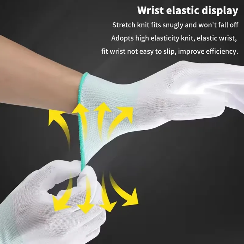 12pairs Antistatic Gloves Anti Static ESD Electronic Working Glove Pu Coated Palm Coated Finger Antiskid for Finger Protection