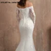 EVLAST Customized 2025 Mermaid Wedding Dress Off Shoulder Lace Applique Beading Vestido De Novia Bridal Gown Robe De Mariee MD05 4