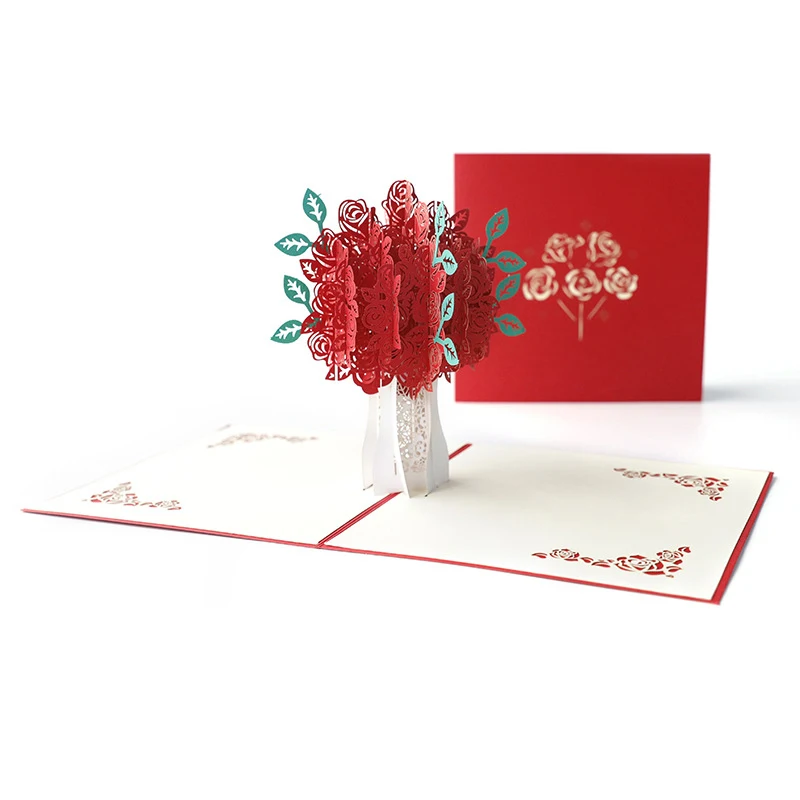 3D Pop Up Love Card with Envelope Valentines Day Birthday Anniversary Greeting Cards for Couples Wife Husband Handmade Gifts