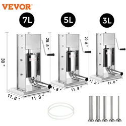 VEVOR Manual Sausage Stuffer Vertical Filler Maker Meat Machine Slow/Fast Vertical 3L/5L/7L Optional With 5 Stuffing Tubes