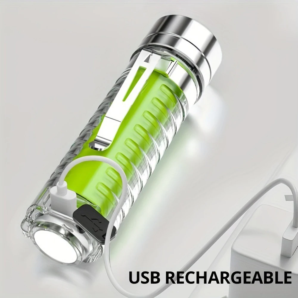 Mini lanterna LED multifuncional, Super Bright, Pequena tocha com ímã forte, USB recarregável, Acampamento ao ar livre, Caminhadas