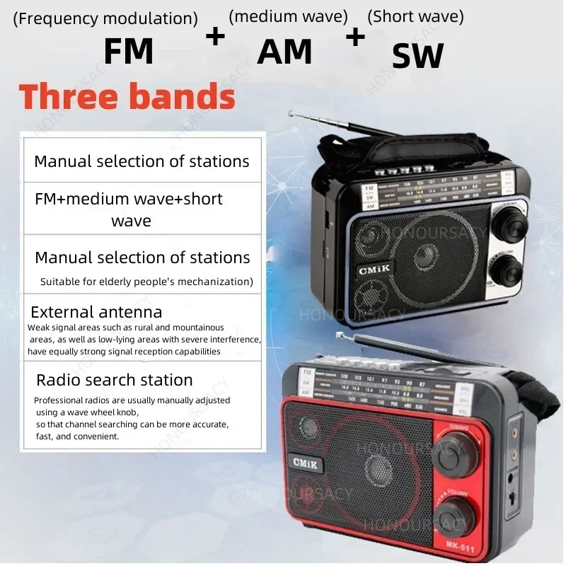 

MK511 High Volume FM Radio Multi Band High Quality Full Frequency Wireless Portable Bluetooth Speaker Multifunction FM/AM/SW/MP3