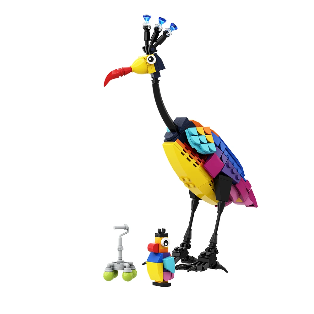 Gobricks MOC Up Kevin The Bird Peluche Building Block Educational DIY Toys Flying Balloon House Model For Kid Birthday Gift
