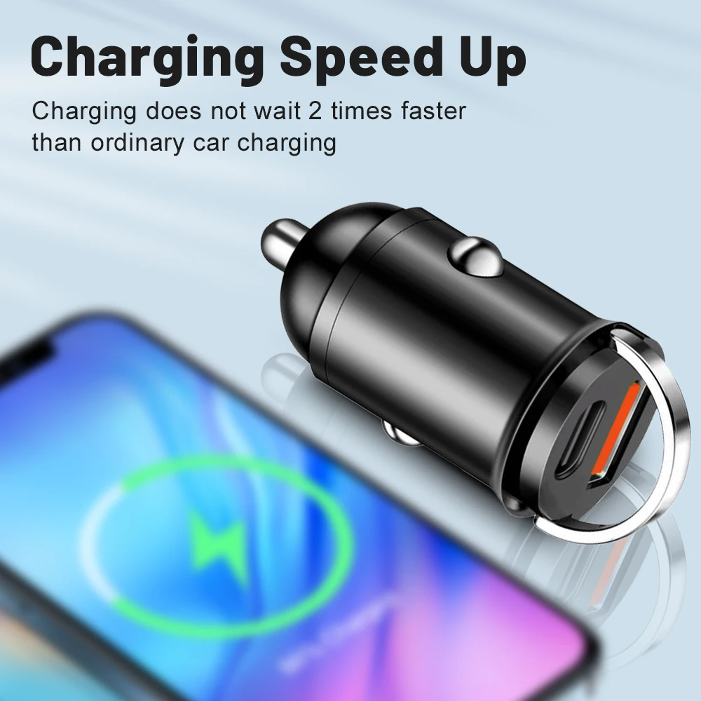 200W Dual USB Car Charger Fast Charging Mini Pull Ring Car Phone Charger For iphone Xiaomi Huawei ipad Universal Car Lighter