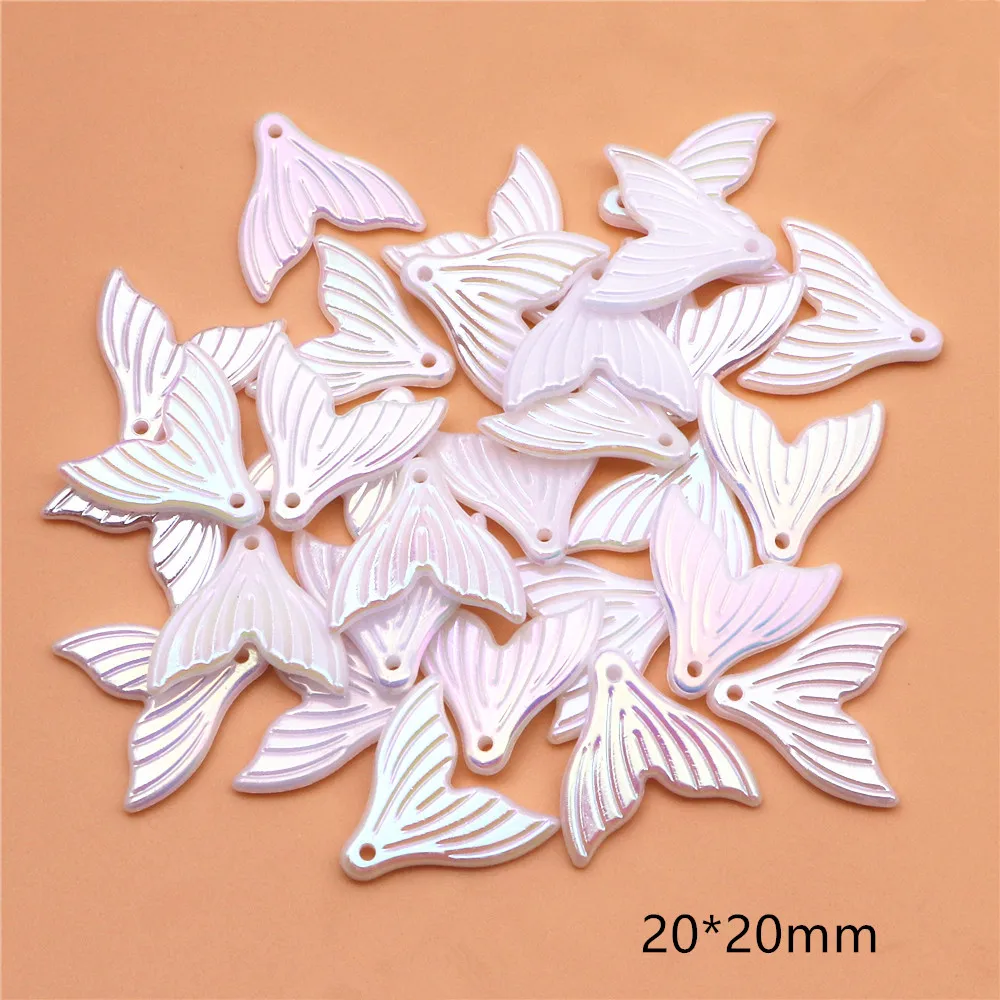 30pcs 반짝 이는 그라디언트 컬러 수지 모조 진주 물고기 꼬리 참 구멍이있는 DIY 쥬얼리 공예 액세서리 장식
