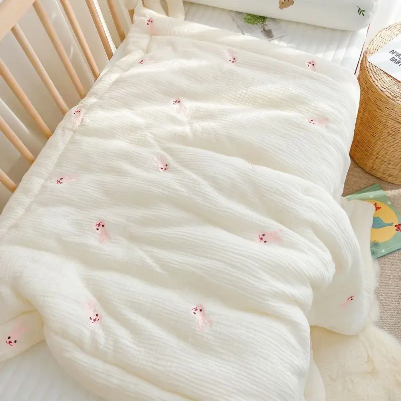 Baby Quilt Cartoon Bear Bunny Newborn Nap Quilts Soft Cotton Infant Blanket Spring Fall Winter Swaddle Wrapped Bedding 100*120CM 3