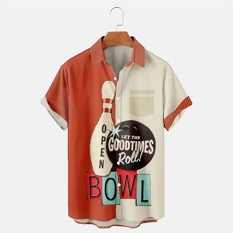 Hawaiian Bowling Men's Shirt Unique Floral 3D Print Summer Lapels Short Sleeves Oversized Unisex Fashion Sweatshirt Streetwear 5
