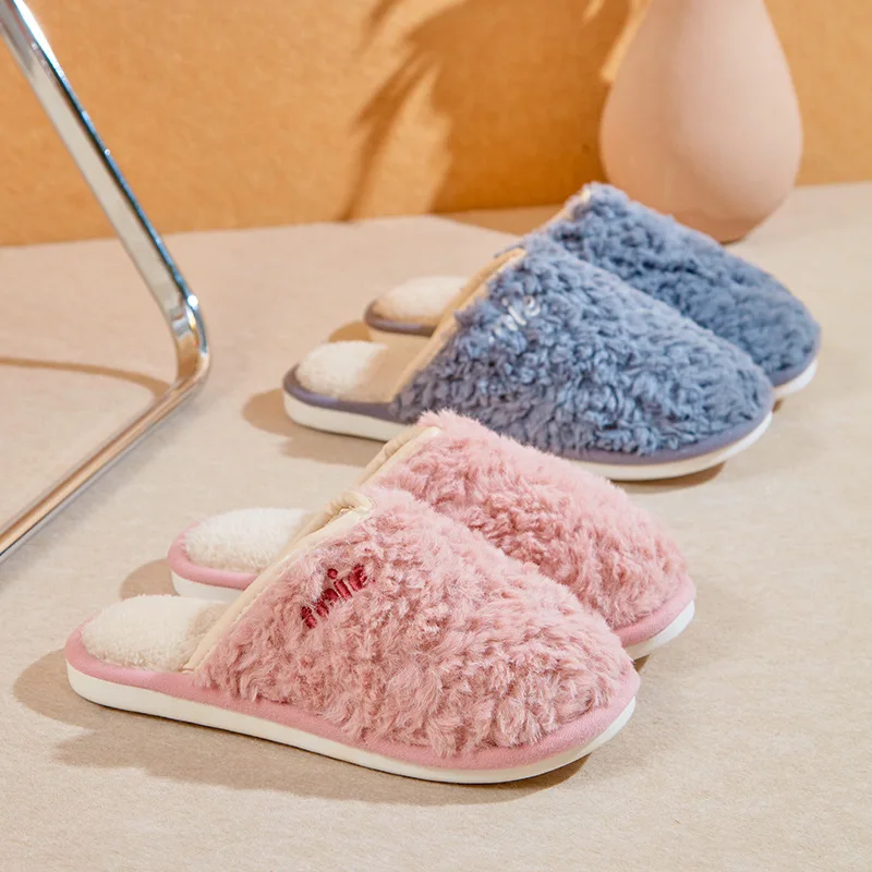 

2022 Furry Women Home Slippers Warm Plush Winter Slippers Women House Platform Shoes Fur Female Indoor Slippers Soft Couples