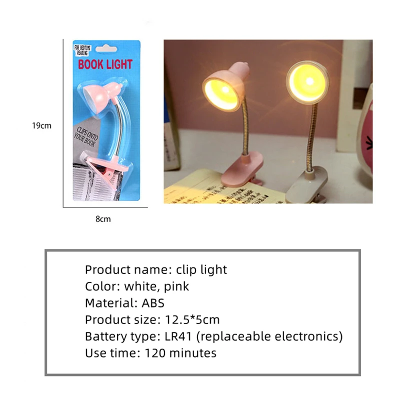 Book Light Mini LED Clamp Reading Lamp Night Lights Bookmark Desk Decoration Bedroom Writing Stand Notebook Small