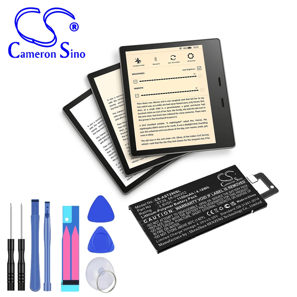 E-Book, Batteria E-Reader1100Mah / 4.18Wh Per Amazon 58-000252 St29 Kindle Oasis 3 Colori Nero G.W 43.2G Volt 3.80V
