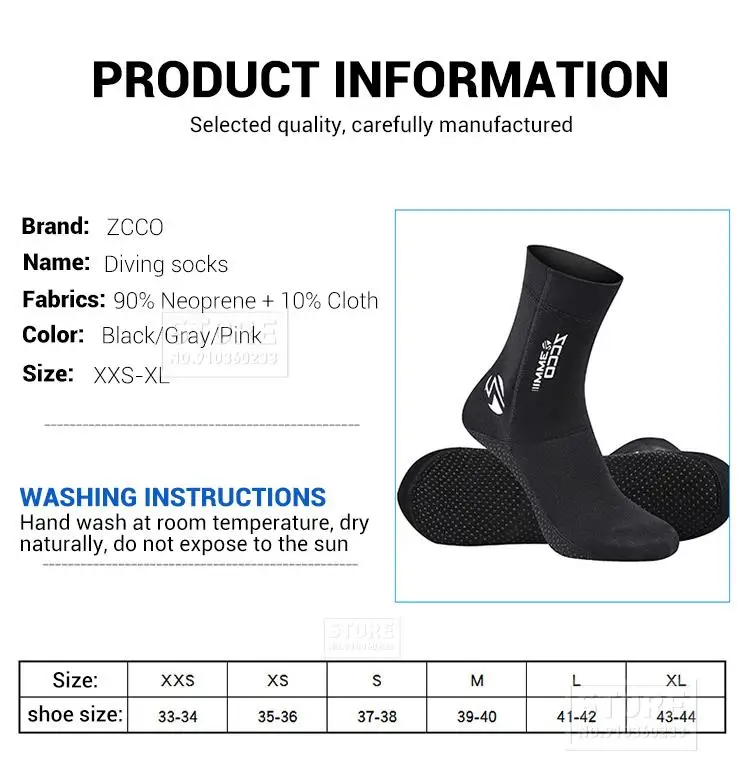 Neoprene Socks 3mm For Swimming Diving Socks Rubber Sole Sup Non - Main Image