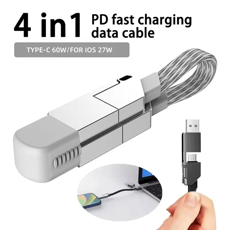 Compact Multi-Device Fast Charging Keychain Cable