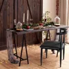 Mid Century Dining Chairs Armless with Backrest Modern Kitchen Chairs Metal Legs Fabric Leather Seat Set of , Black 3